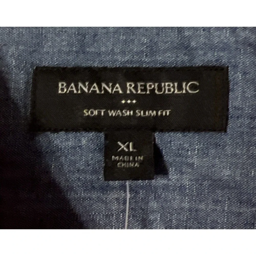 Banana Republic Short Sleeve Alpha Button Soft Wash Slim Fit Shirt Size XL, NWT